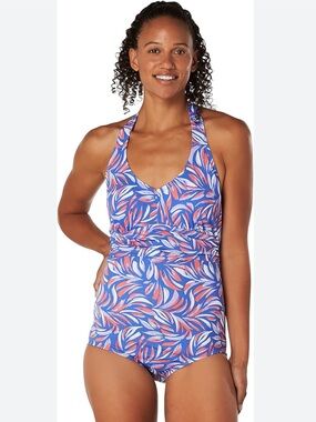 NWT Speedo Printed Halter One Piece Swimsuit